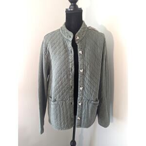 Lucky Brand Quilted Knit Jacket Womens Large Boho Casual Lightweight